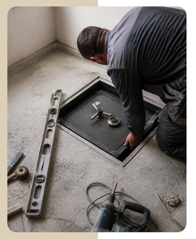 Монтаж сейфа в пол под ключ с гарантией и скидкой в Сорочинске